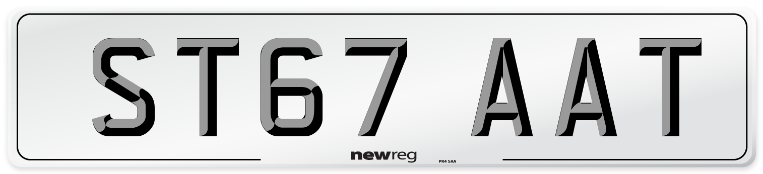 ST67 AAT Number Plate from New Reg